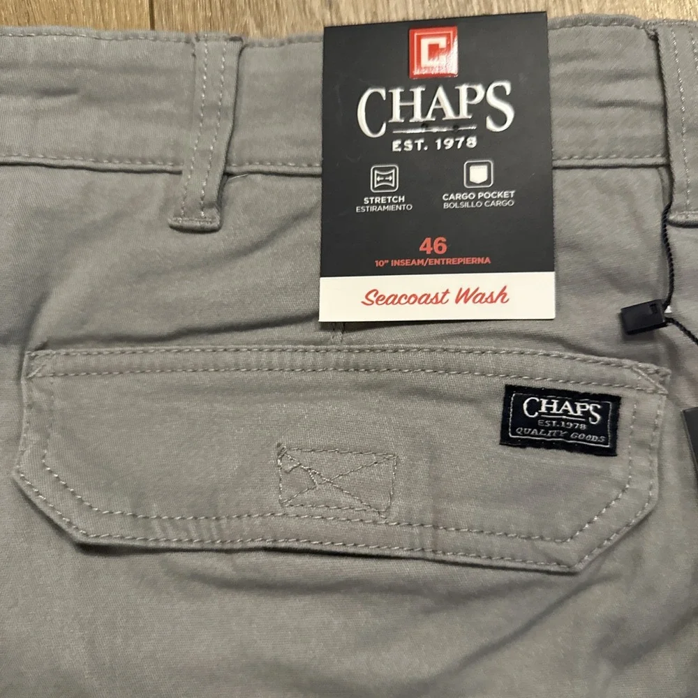 Chaps Men's Seacoast Wash Cargo Shorts Griffin Gray Size 46 10